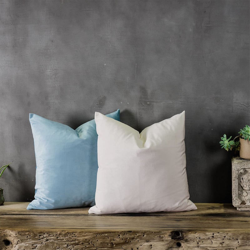 QUAFOO Cream White Couch Velvet Throw Pillow Covers 24x24 inch Set of 2 with Zipper Decorative Luxury Soft Solid Rectangle Cushion Covers Case for Sofa Bed Living Room Car - Image 3